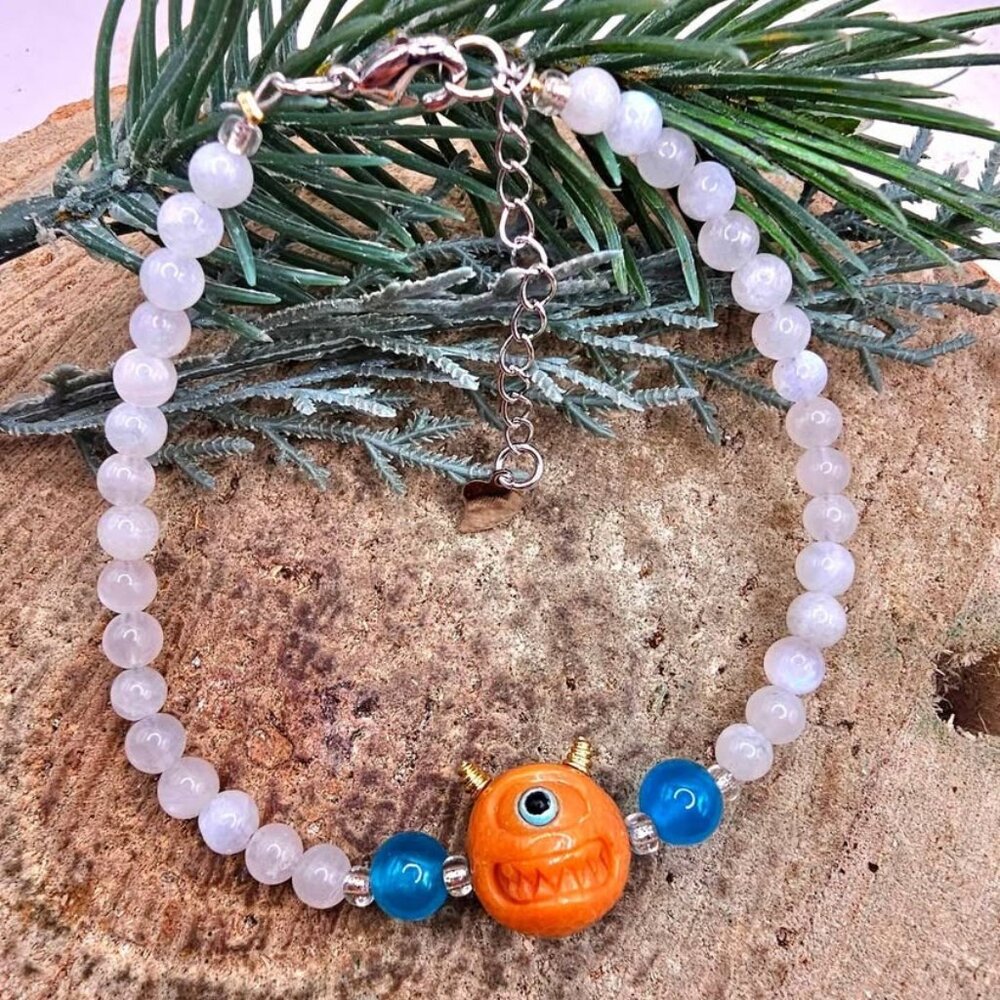 Nature Moonstone Cute Evil Eye Monster Bracelet